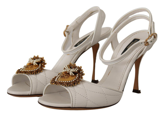 Devotion White & Gold Heeled Sandals