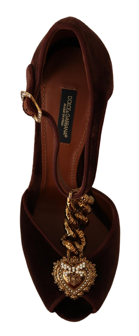 Elegant Gold Detail Velvet Heels