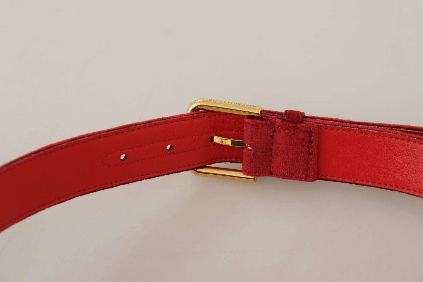 Elegant Red Suede Designer Belt