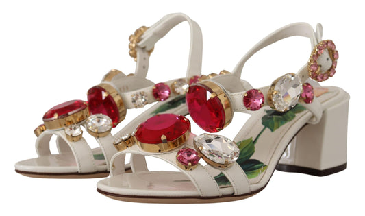 Elegant Strappy Sandals with Pink Roses and Crystals
