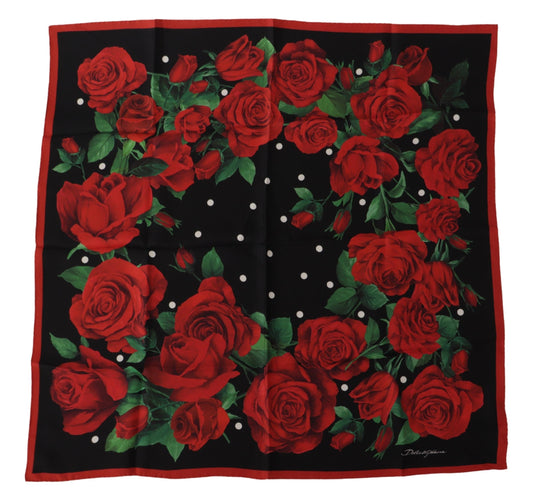 Elegant Red Roses Silk Square Scarf