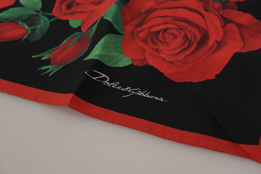 Elegant Red Roses Silk Square Scarf