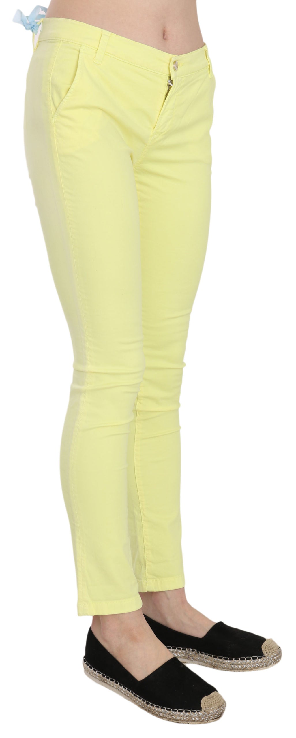 Chic Yellow Low Waist Skinny Casual Trousers