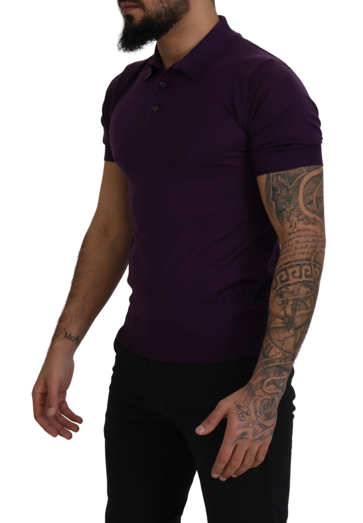 Elegant Purple Cashmere Polo T-Shirt
