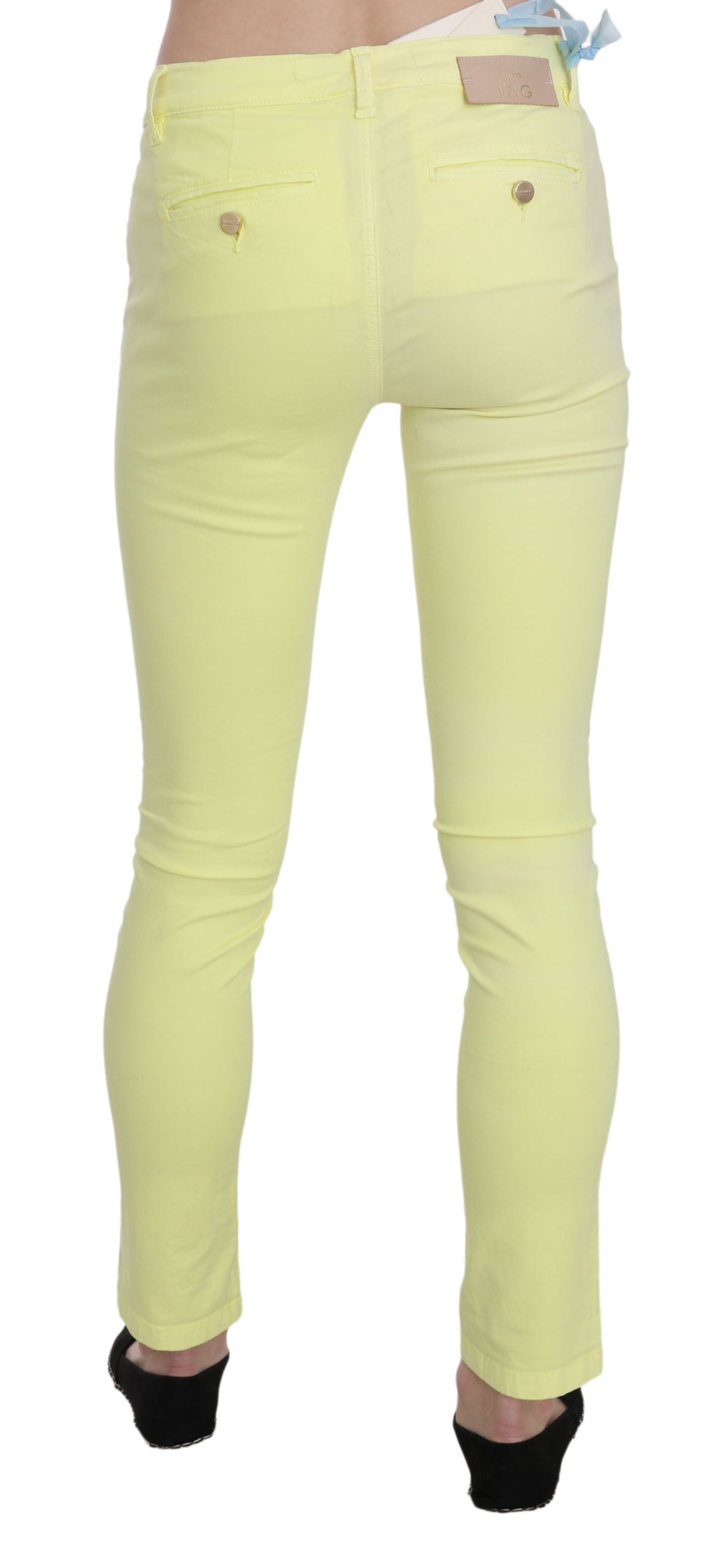 Chic Yellow Low Waist Skinny Casual Trousers
