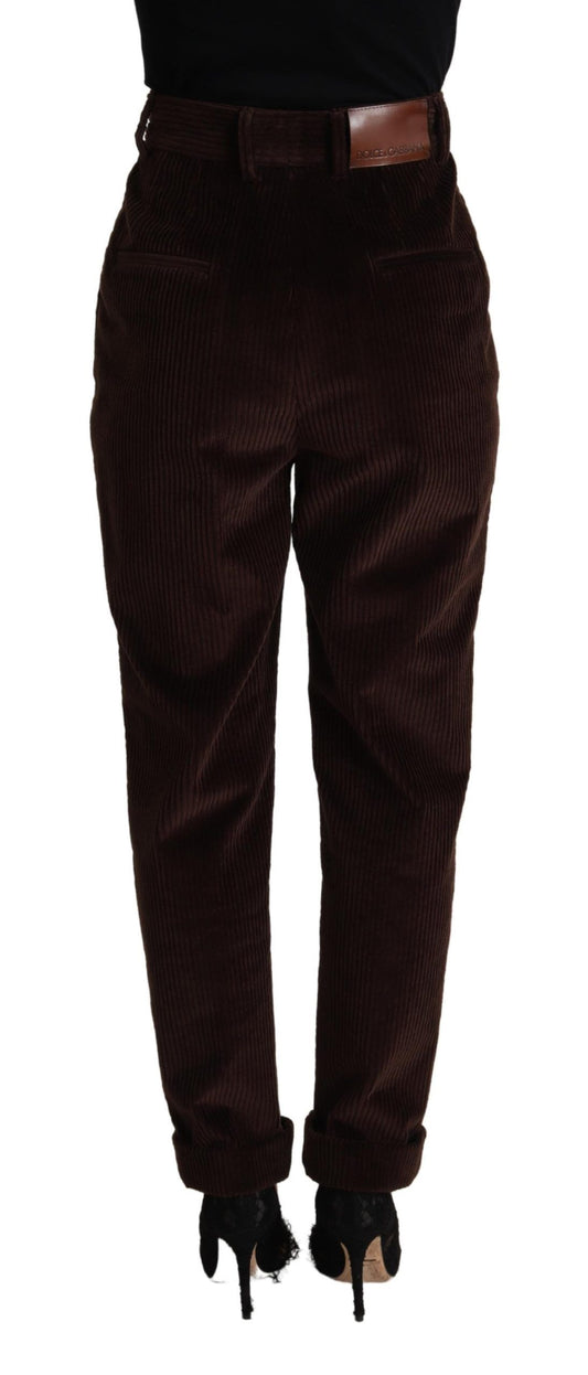 Elegant Bordeaux High-Waisted Corduroy Pants