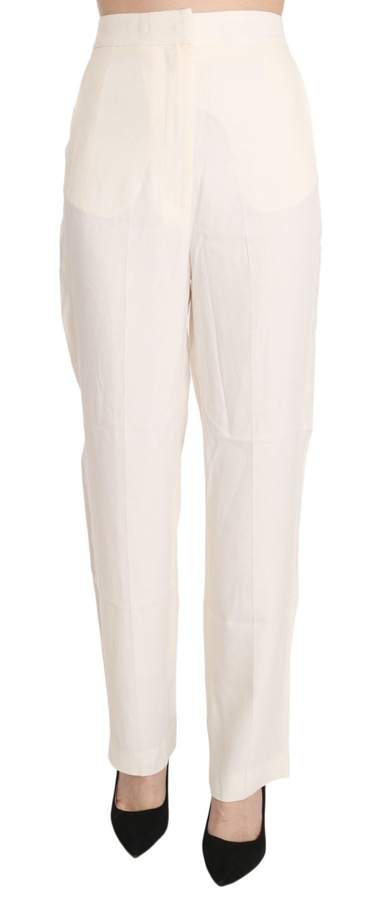 Elegant Off-White Straight-Cut Trousers