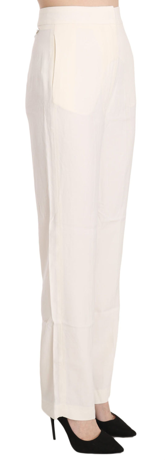 Elegant Off-White Straight-Cut Trousers