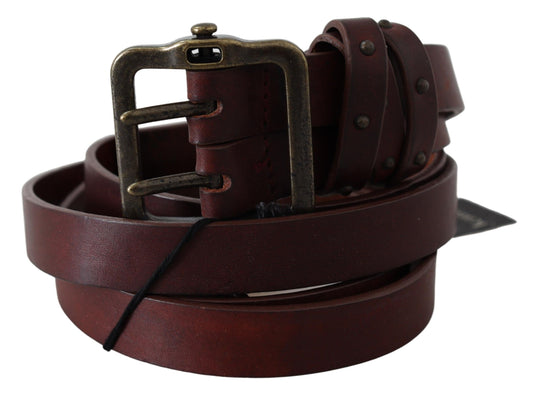 Elegant Leather Waist Belt with Bronze Buckle