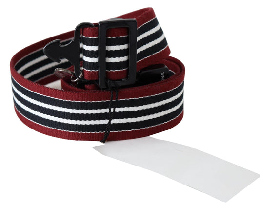 Striped Leather Fashion Belt in Black & Red