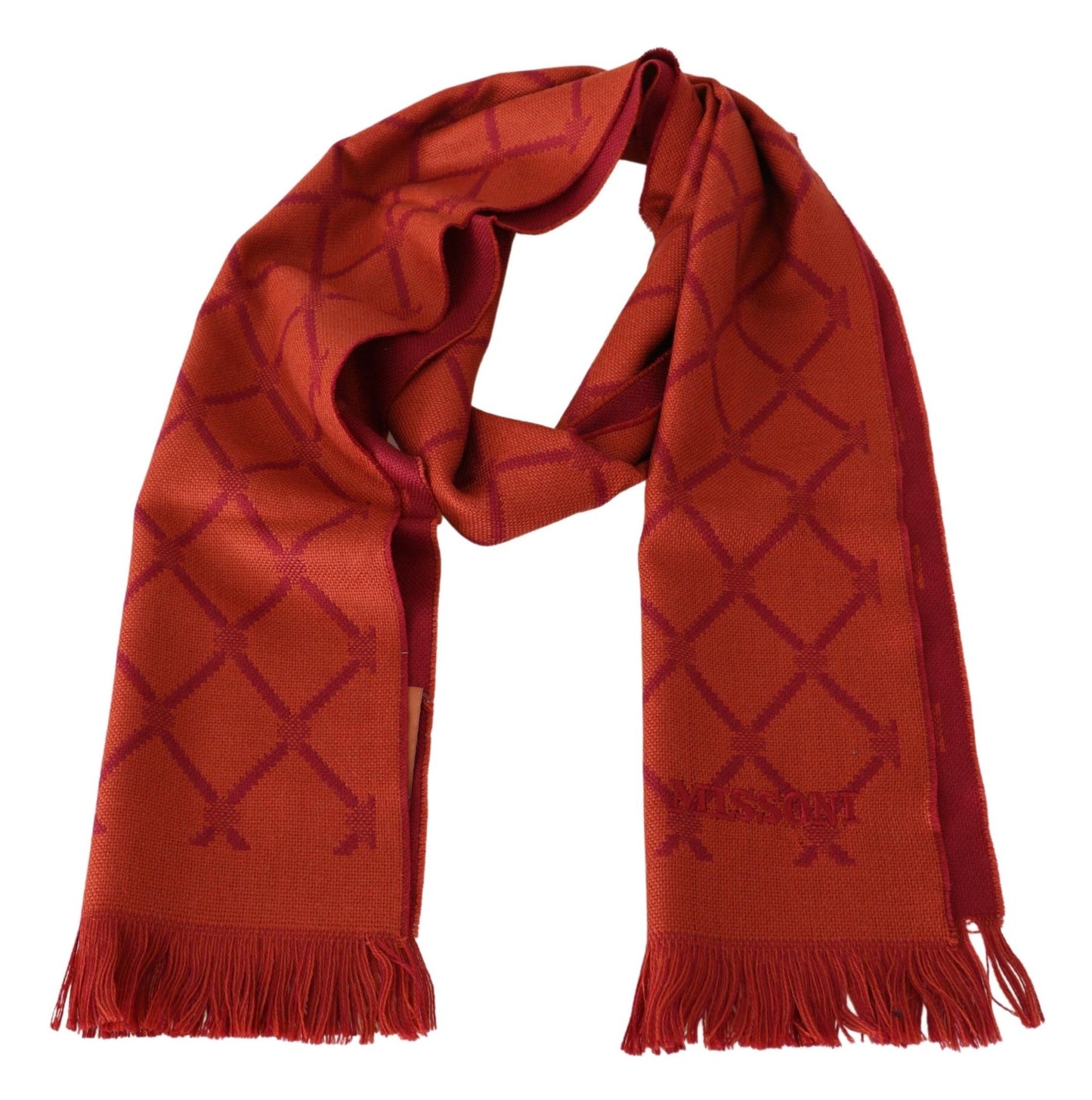 Red Patterned Wool Knit Unisex Neck Wrap Scarf