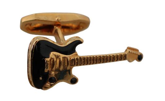 Gold Brass Music Guitar Branded Accessory Cufflinks