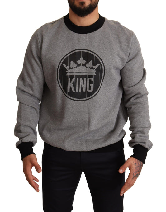 Regal Crown Printed Gray Cotton Sweater
