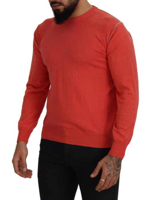 Elegant Orange Crewneck Pullover Sweater