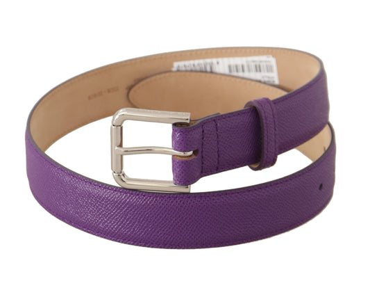 Elegant Purple Leather Belt with Logo Buckle