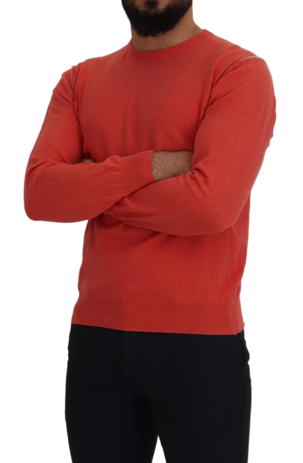 Elegant Orange Crewneck Pullover Sweater