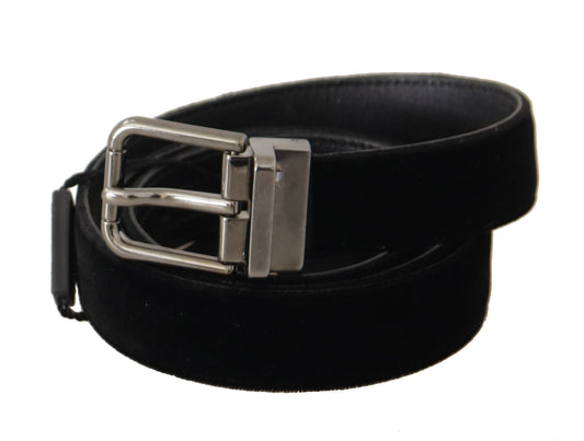 Elegant Black Cotton-Leather D&G Belt