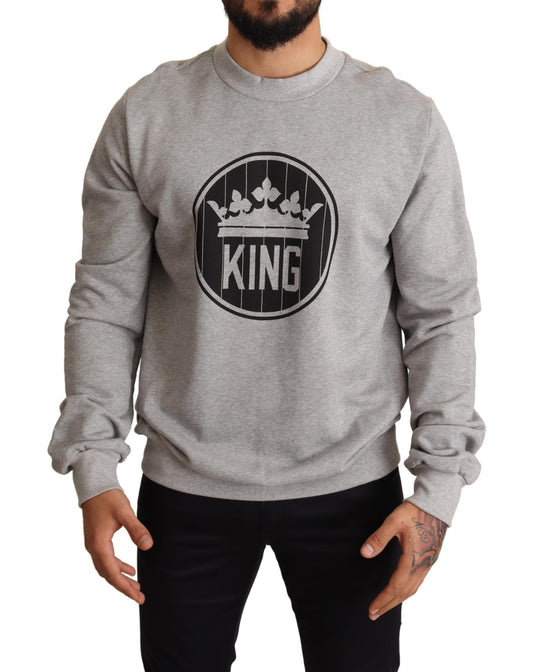 Regal Crown Cotton Sweater - Sophisticated Gray
