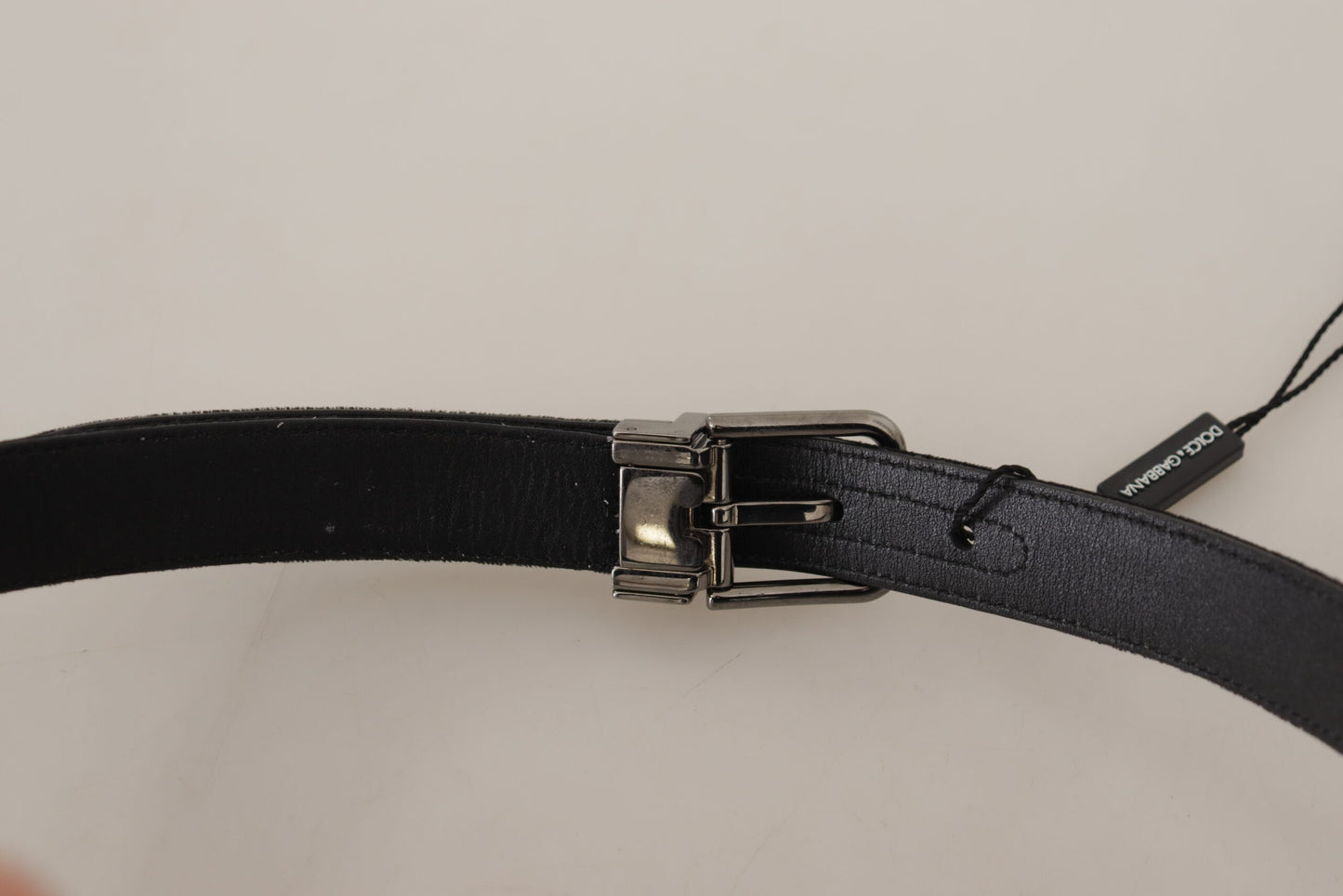 Elegant Black Cotton-Leather D&G Belt