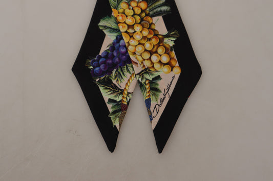Elegant Silk Bandeau Scarf with Grape Print