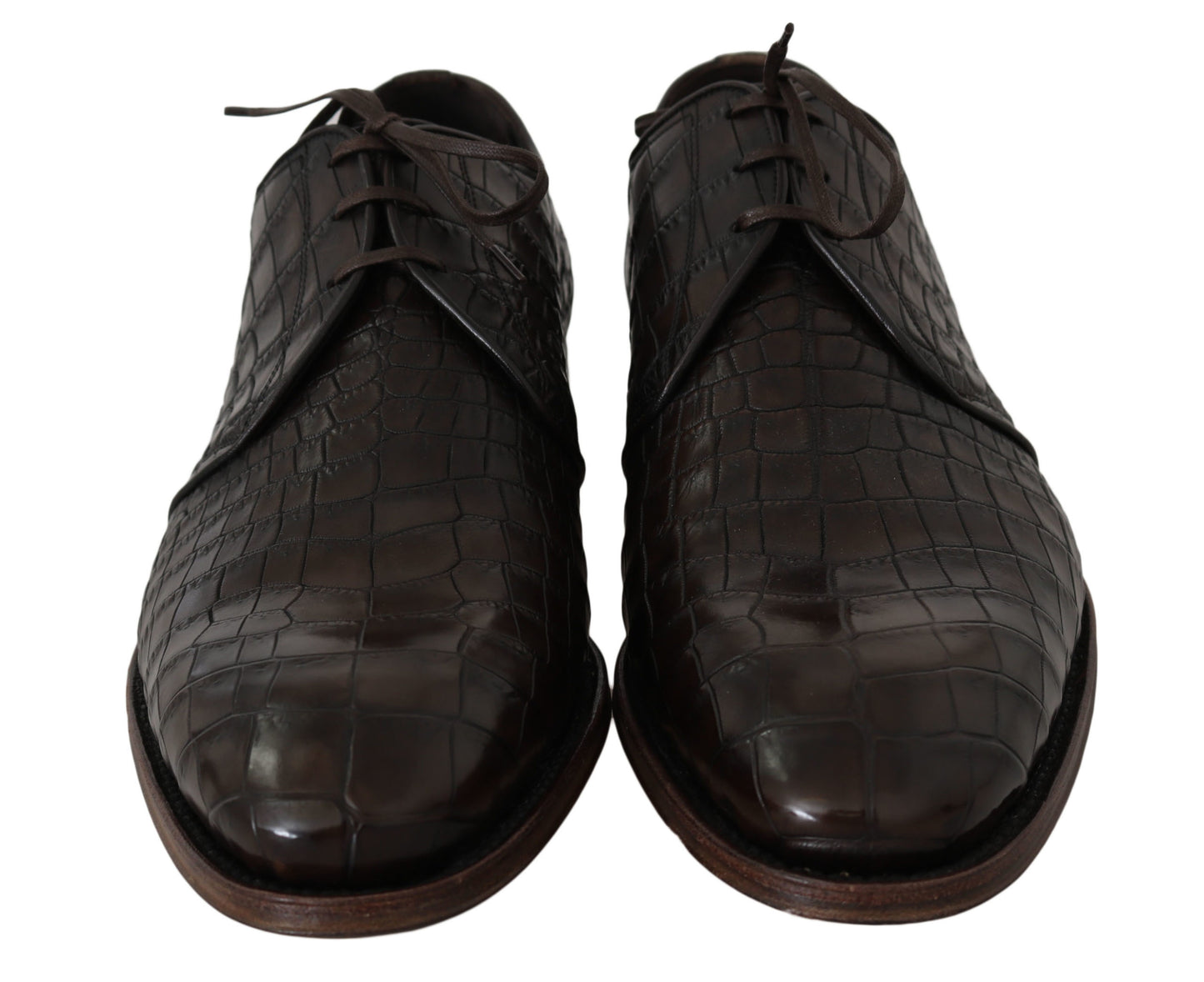 Brown Patterned Leather Dress Derby Shoes