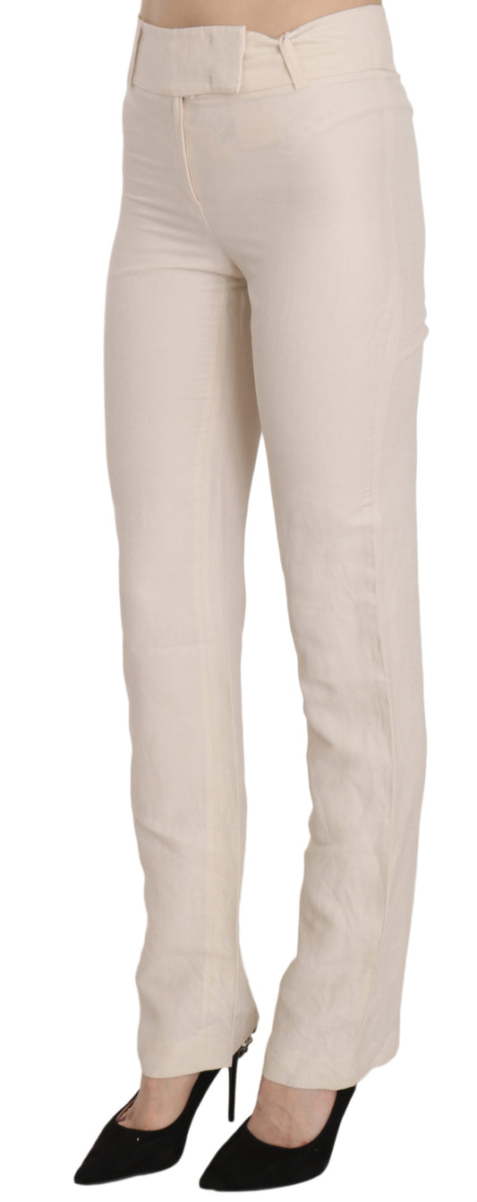 Elevated White High Waist Flared Trousers