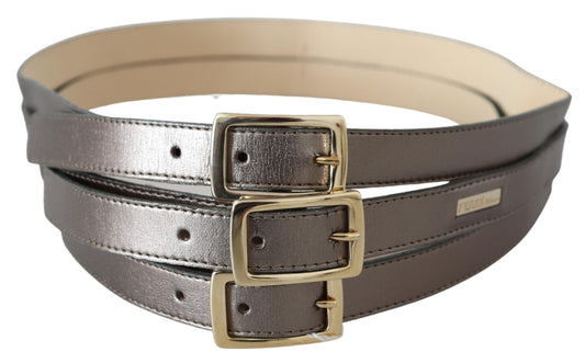 Metallic Bronze Leather Fashion Belt