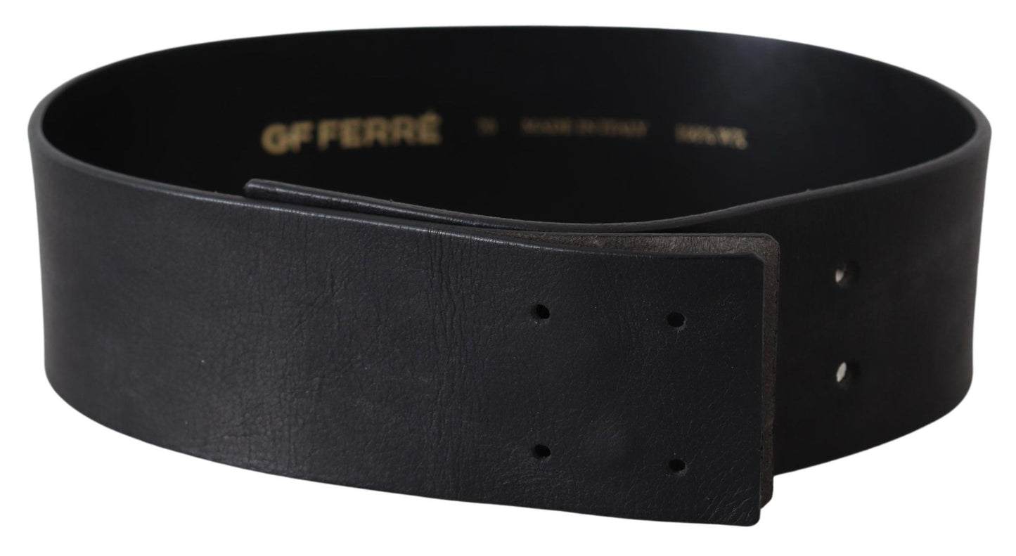 Elegant Solid Black Leather Belt
