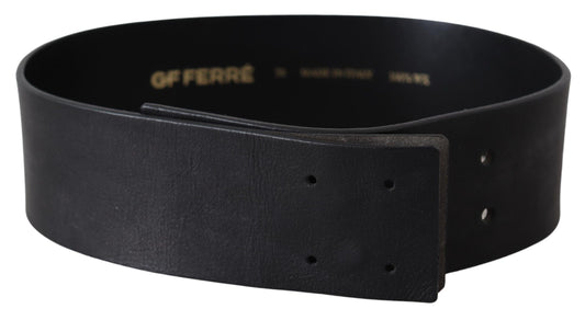Elegant Solid Black Leather Belt