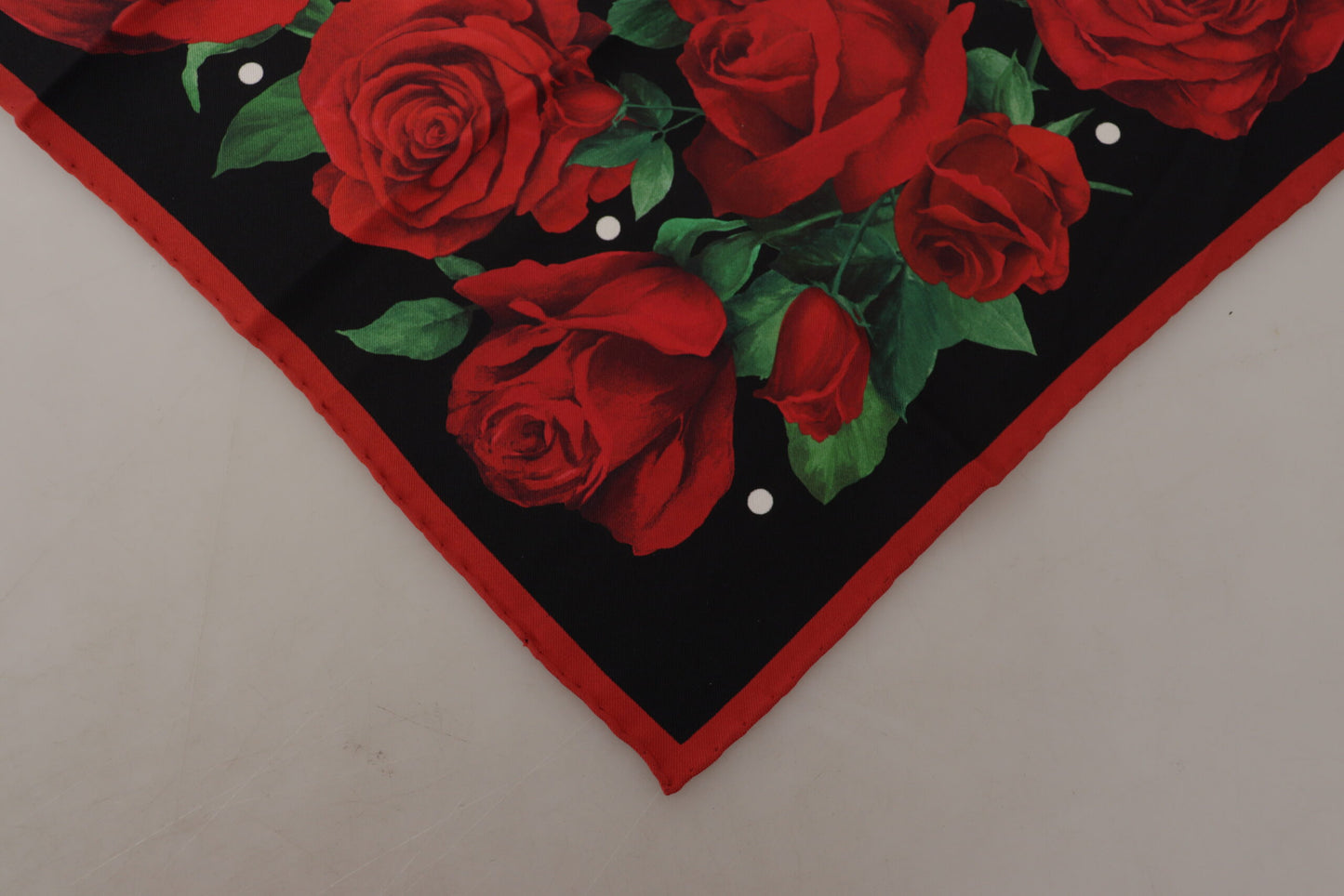 Elegant Silk Scarf with Red Rose Print