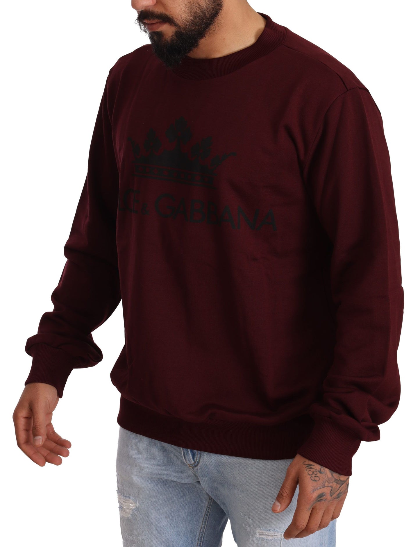 Elegant Bordeaux Crown Motive Sweater