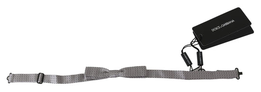 Elegant Silk Gray Polka Dot Bow Tie