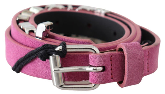 Fuschia Pink Leather Waist Belt
