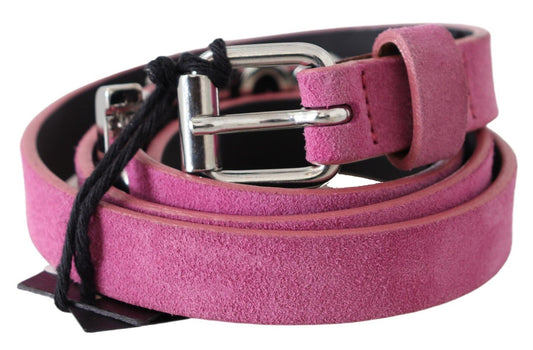 Fuschia Pink Leather Waist Belt