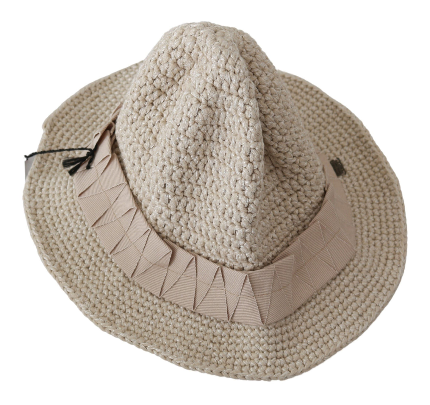 Beige Cotton Woven Bucket Cap Women Hat