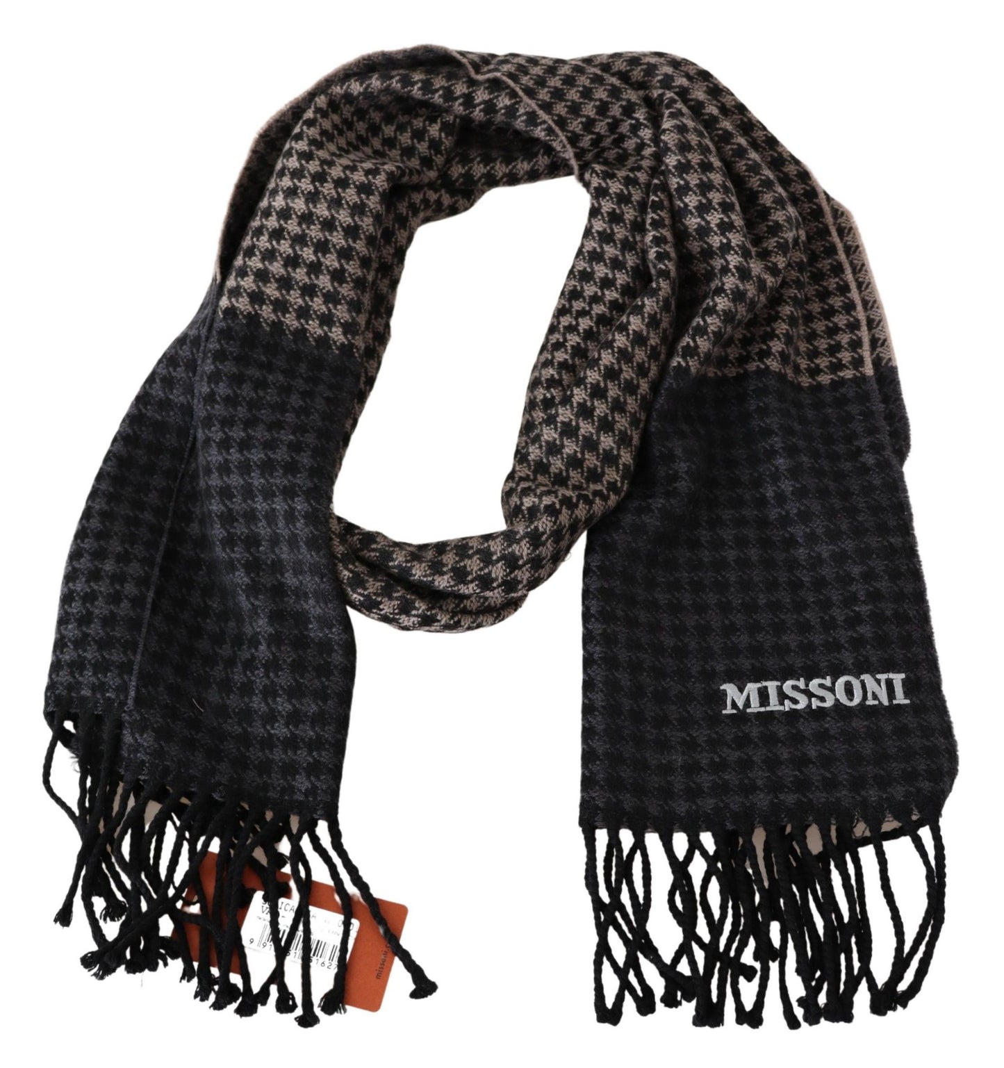 Multicolor Wool Houndstooth Unisex Neck Wrap Scarf