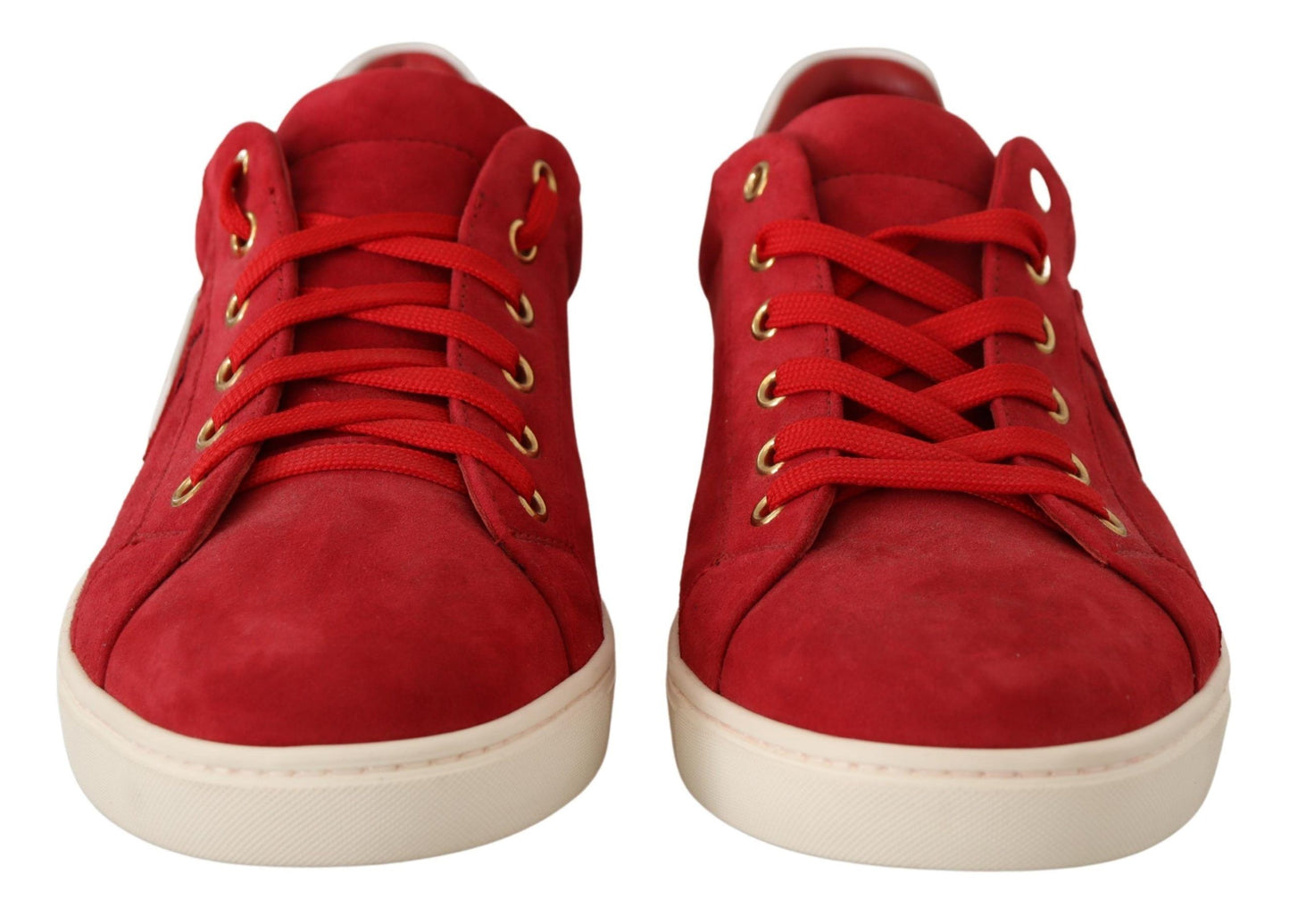 Elegant Red Leather & Suede Sneakers
