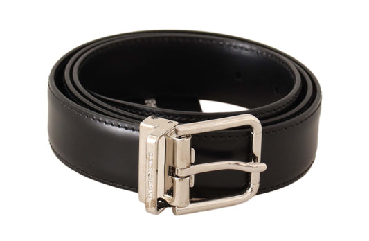 Elegant Black Leather Dress Belt