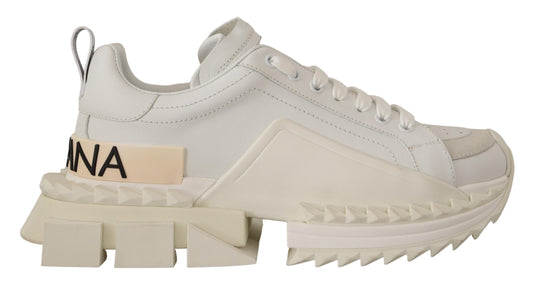 Sleek Super King White Leather Sneakers