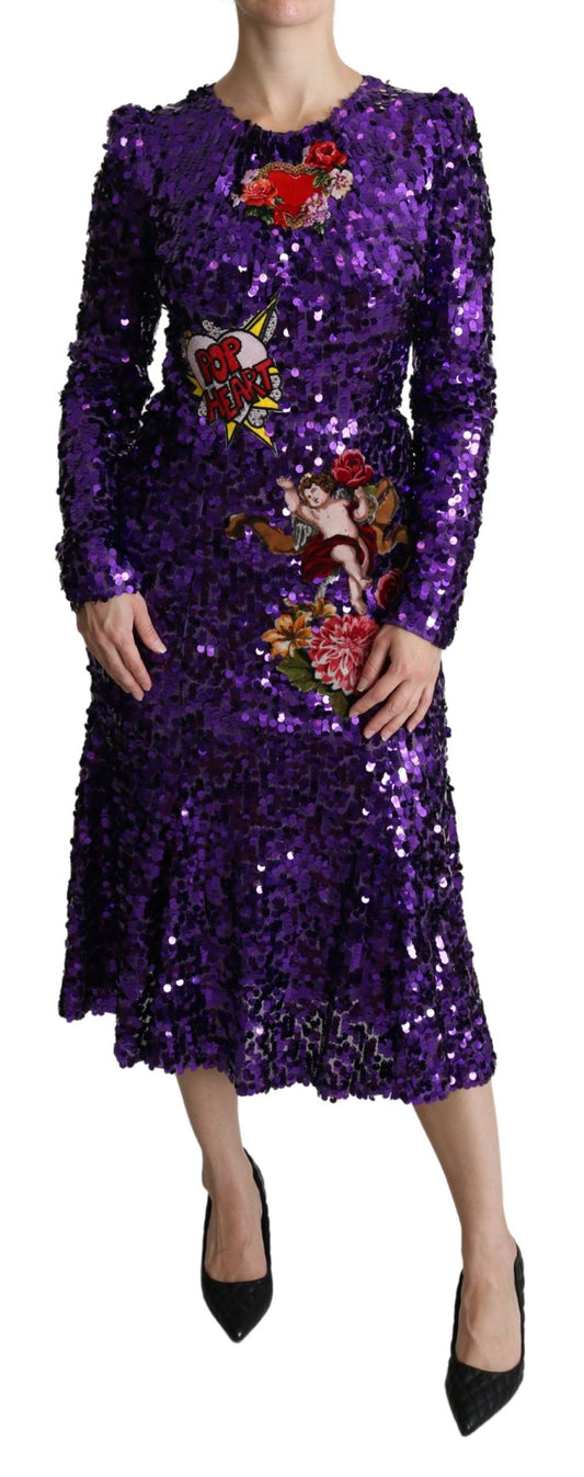 Glittering Purple Sequined Maxi Dress