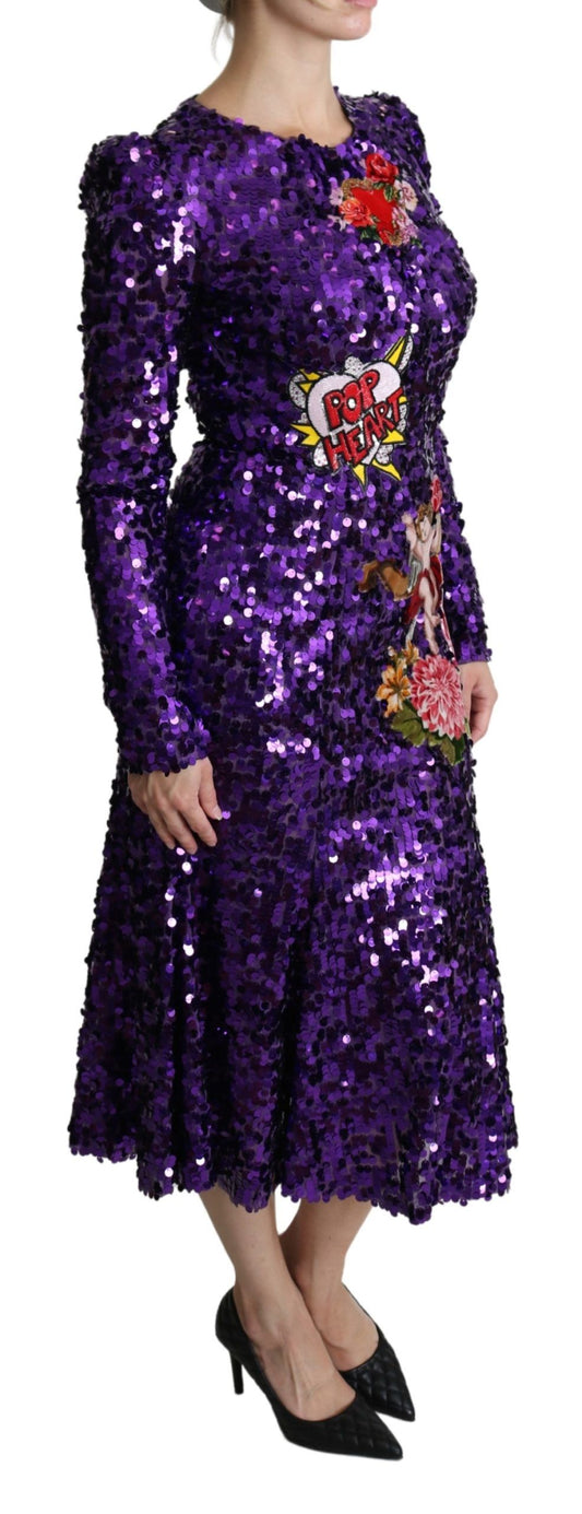 Glittering Purple Sequined Maxi Dress