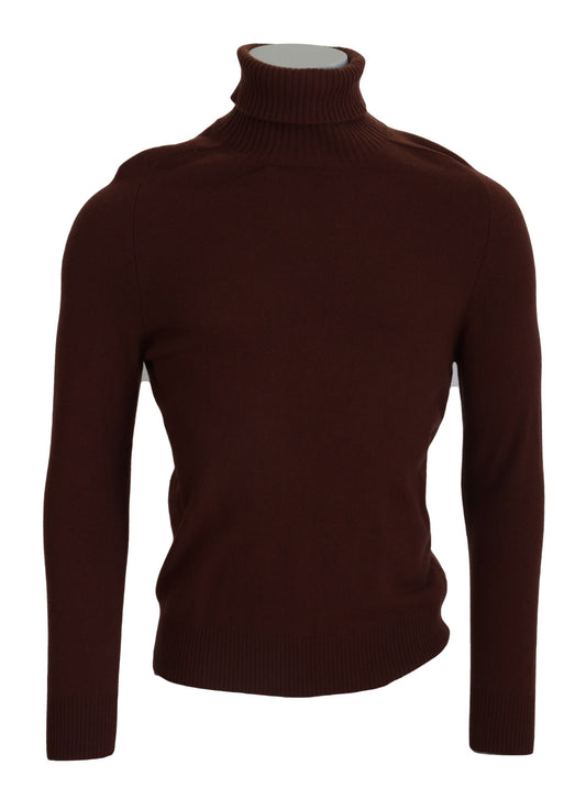 Elegant Burgundy Wool Turtleneck Sweater