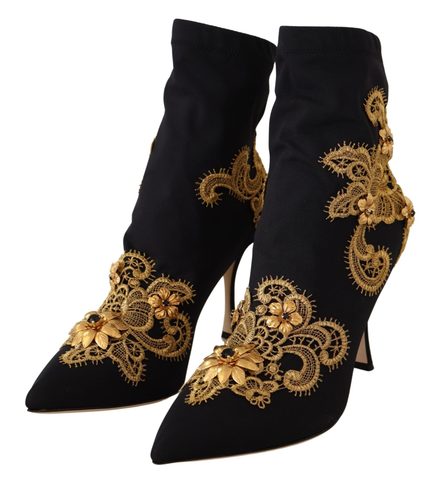Elegant Black Lori Ankle Boots with Gold Details