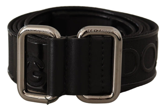 Elegant Black Leather Belt with Silver Buckle