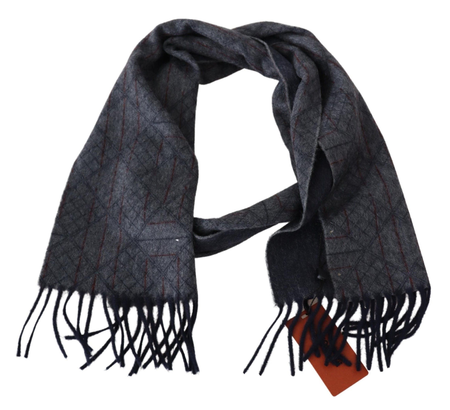 Elegant Cashmere Patterned Scarf with Logo Embroidery
