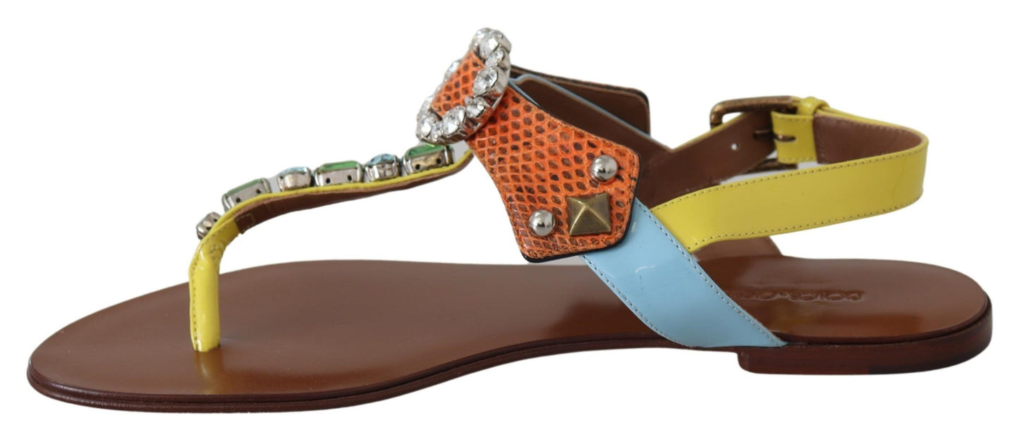 Multicolor Crystal Embellished Flat Sandals