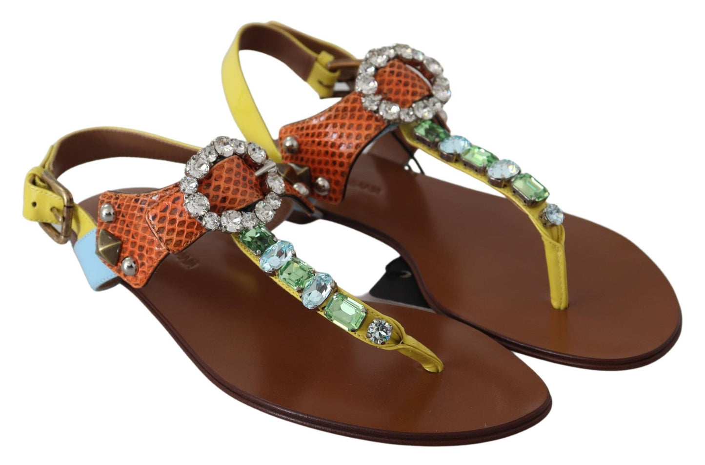 Multicolor Crystal Embellished Flat Sandals
