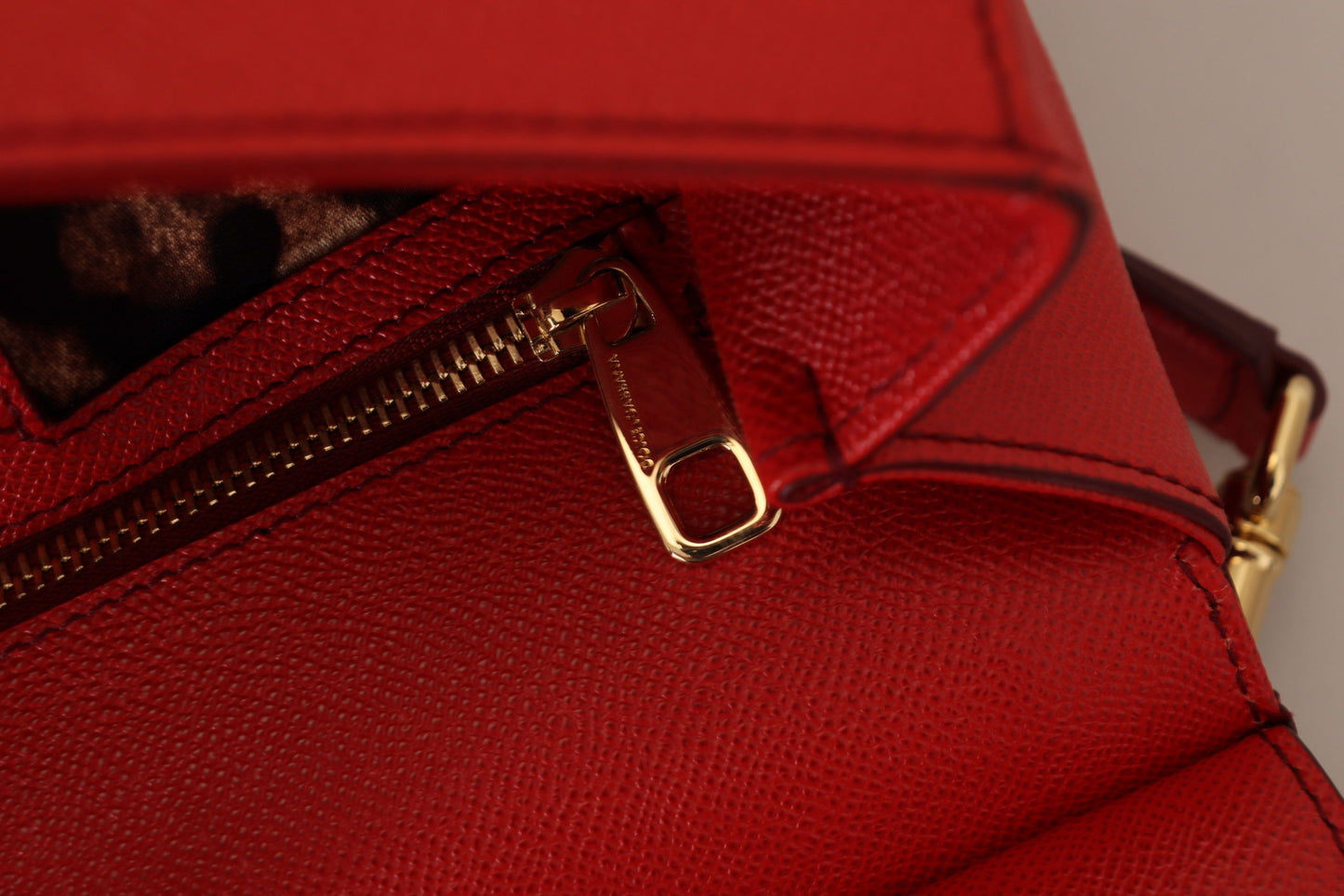 Sicily Bag in Red Leather with Gold Accents