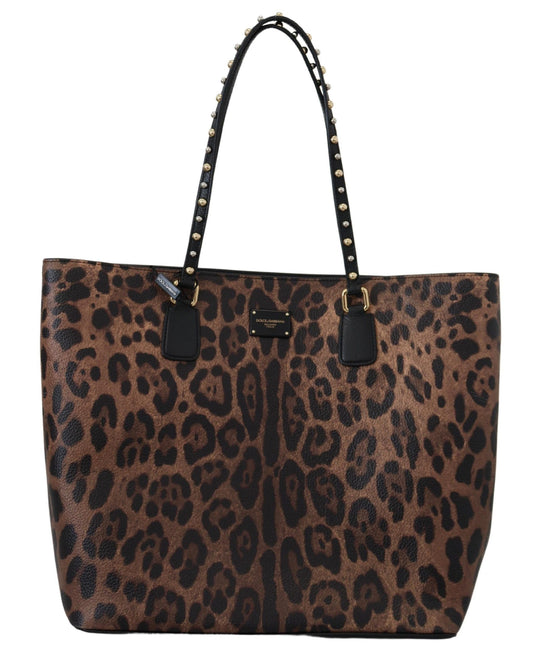 Glam Leopard Print Leather Tote