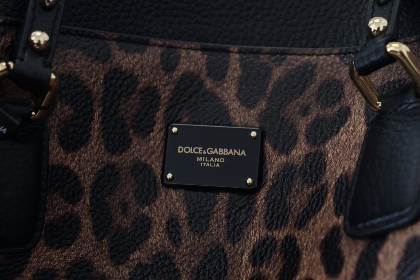 Glam Leopard Print Leather Tote